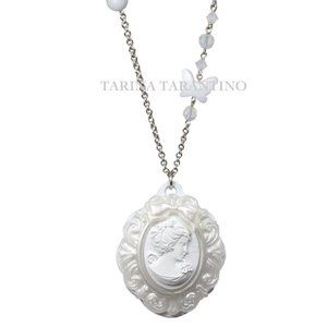 WHITE CAMEO LONG NECKLACE